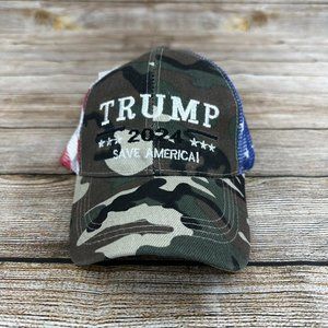 FREE Gift w/ Trump 2024 Camouflage Mesh Snapback Hat USA American Flag Cap MAGA